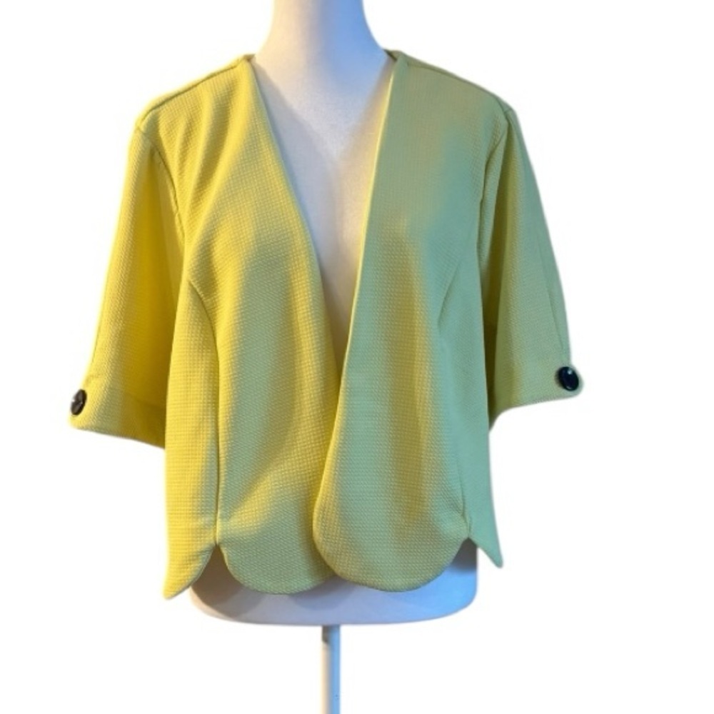Perceptions Woman Yellow Draped Cropped Cardigan Size 2X